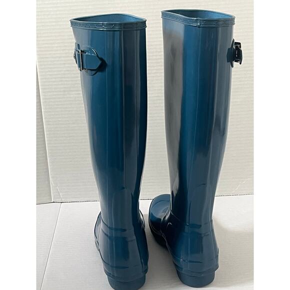 NWT Hunter Dusty Petrol Blue Classic Tall Rainboots Boots Size 5 - Picture 6 of 13